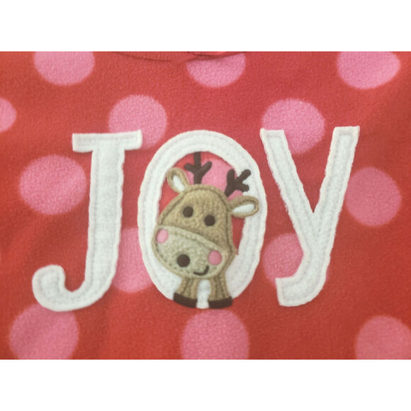 2T Girls Red JOY Fleece Holiday Nightgown Carters Sleep - Picture 2 of 3